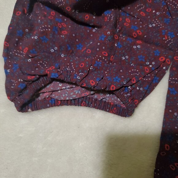 Marine Layer stacy button down cabernet ditsy floral sz medium 3/4 sleeve Vneck - Picture 10 of 13